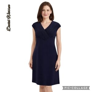 DW3 dress v-neck purple formal party lined side zip back slit sleeveless USA